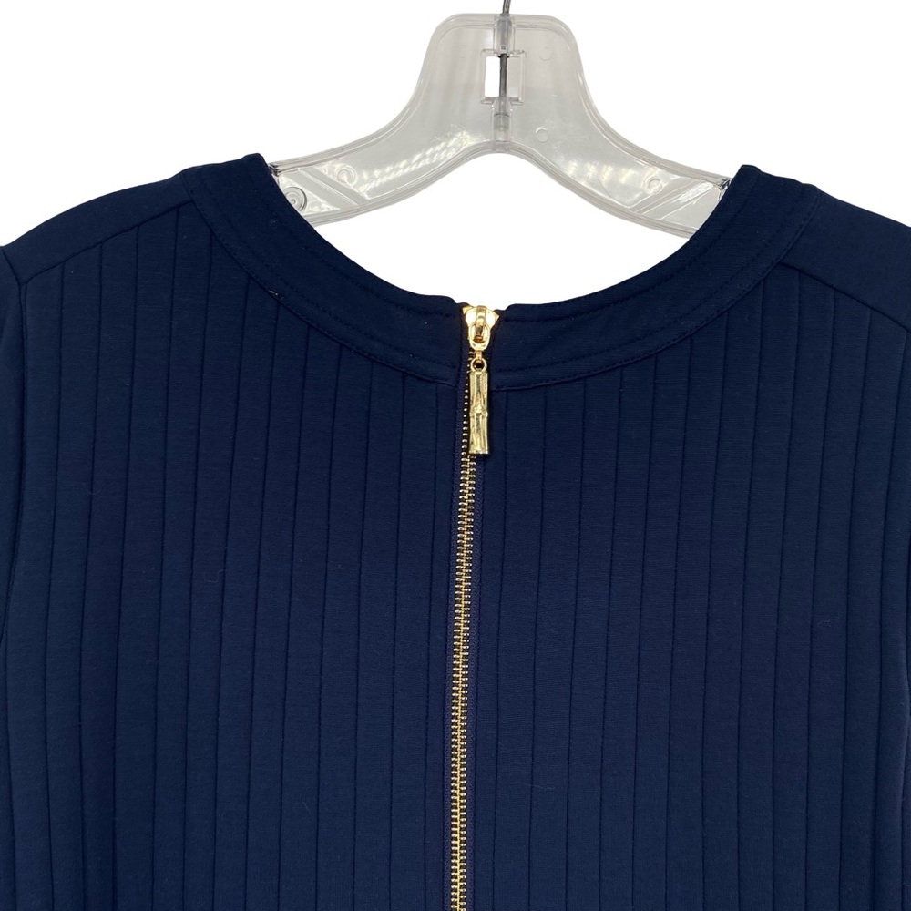Elizabeth McKay The Pleated Belted Knit Dress Navy Blue - Picture 7 of 10